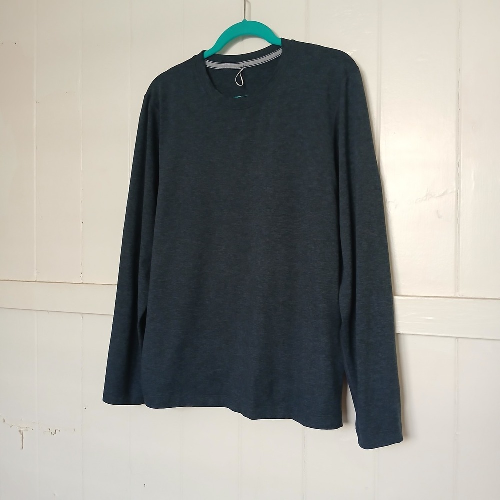 Lululemon Heavyweight Cotton Long Sleeve Crew Shirt Men's Large Navy Heather - Picture 5 of 11